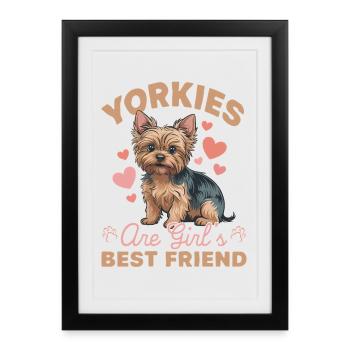 Yorkshire Terrier Yorkshire Race de chien Yorkshire - Affiche encadrée (27 × 37 cm) - noir - Devant