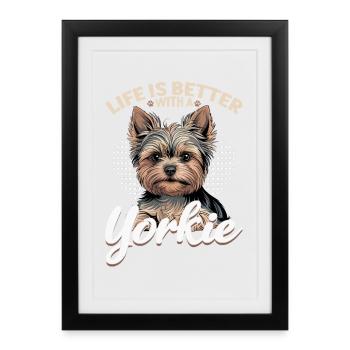 Yorkshire Terrier Yorkshire Race de chien Yorkshire - Affiche encadrée (27 × 37 cm) - noir - Devant