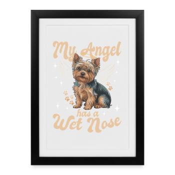 Yorkshire Terrier Yorkshire Race de chien Yorkshire - Affiche encadrée (27 × 37 cm) - noir - Devant