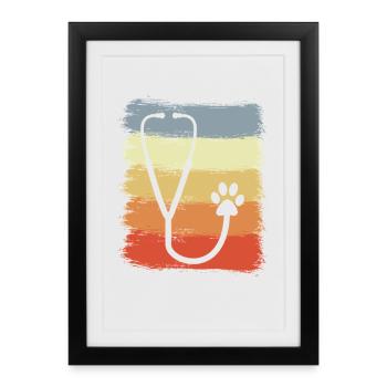 Dessin du stéthoscope - Affiche encadrée (27 × 37 cm) - noir - Devant