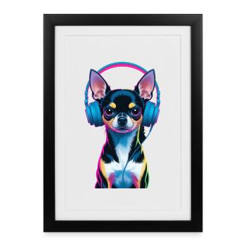 Casques Chihuahua - Affiche encadrée (27 × 37 cm) - noir - Devant