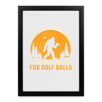 À la recherche de balles de golf Humour drôle de golfeur - Affiche encadrée (27 × 37 cm) - noir - Devant