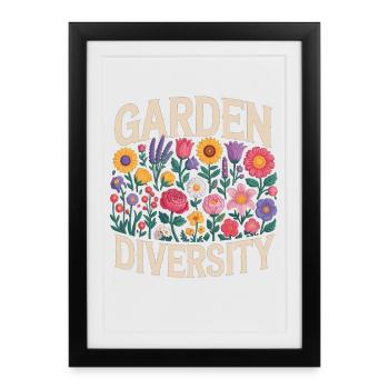 Jardin Diversité Florale - Affiche encadrée (27 × 37 cm) - noir - Devant