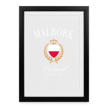 Couronne des armoiries de Malbork Pologne – Souvenir de voyage - Affiche encadrée (27 × 37 cm) - noir - Devant