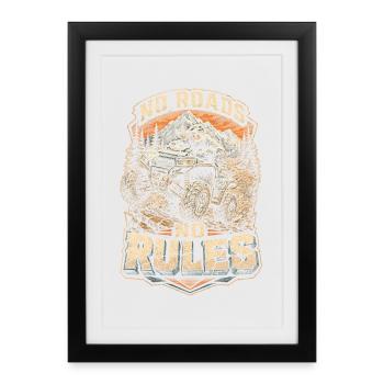 ATV Conduite en quad Quad Quad Quad Riders Pas de routes, pas de règles - Affiche encadrée (27 × 37 cm) - noir - Devant