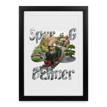 Spur G Bahner – Gartenbahn im Blütenmeer - Gerahmtes Poster (27 × 37 cm) - Schwarz - Vorne