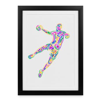Joueur coloré de handball garçons Handball - Affiche encadrée (27 × 37 cm) - noir - Devant