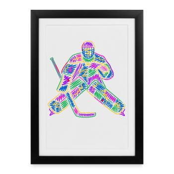 Eishockey Torwart Kinder Bunter Eishockeyspieler - Framed poster (27 × 37 cm) - black - Front