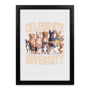 Célébrez la diversité canine des chiens - Affiche encadrée (27 × 37 cm) - noir - Devant