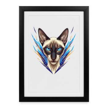 Siamese Cat Neon Style - Framed poster (27 × 37 cm) - black - Front