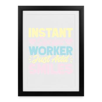 Social Worker Quota Just Add Smiles Social Work - Framed poster (27 × 37 cm) - black - Front