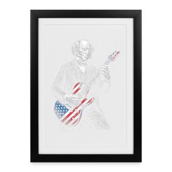 Martin Van Buren jouant de la guitare - Affiche encadrée (27 × 37 cm) - noir - Devant