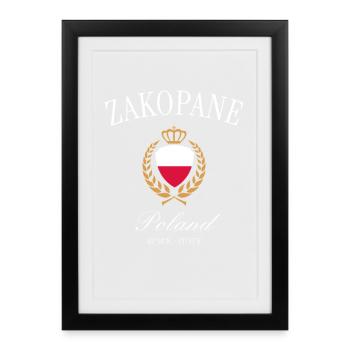 Zakopane Polen Wappen Krone – Reise Souvenir - Gerahmtes Poster (27 × 37 cm) - Schwarz - Vorne