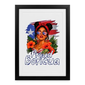 Porto Rico Boricua fier - Affiche encadrée (27 × 37 cm) - noir - Devant