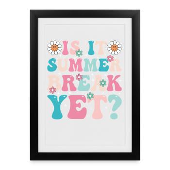 Sommerpause Retro-Blumen Schriftzug - Gerahmtes Poster (27 × 37 cm) - Schwarz - Vorne