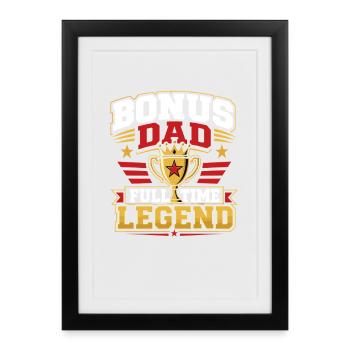 Bonus Papa, Papa Cadeau drôle de beau-père de la famille - Affiche encadrée (27 × 37 cm) - noir - Devant