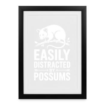 Dictons de l’opossum, opossums, drôle de cadeau drôle d’opossum - Affiche encadrée (27 × 37 cm) - noir - Devant