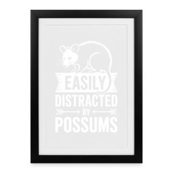 Dictons de l’opossum, opossums, drôle de cadeau drôle d’opossum - Affiche encadrée (27 × 37 cm) - noir - Devant
