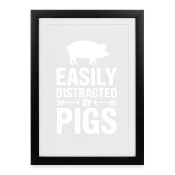 Dictons de cochons Cochons Cadeau drôle de cochon - Affiche encadrée (27 × 37 cm) - noir - Devant