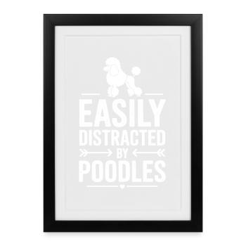 Expressions sur les caniches Caniche Caniche Cadeau drôle de caniche - Affiche encadrée (27 × 37 cm) - noir - Devant
