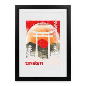 Onsen Thermal Bath I Brake For Onsen Trips - Framed poster (27 × 37 cm) - black - Front