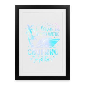Cruising Together Palms & Yacht - Framed poster (27 × 37 cm) - black - Front