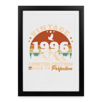 1996 Vintage Rétro Cadeau D'anniversaire - Affiche encadrée (27 × 37 cm) - noir - Devant