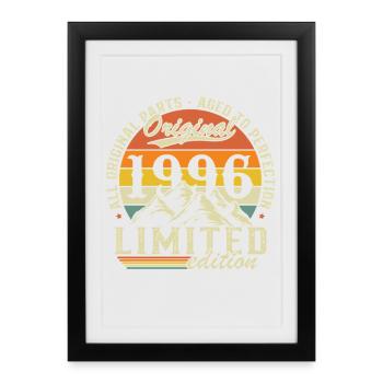 1996 Vintage Rétro Cadeau D'anniversaire - Affiche encadrée (27 × 37 cm) - noir - Devant