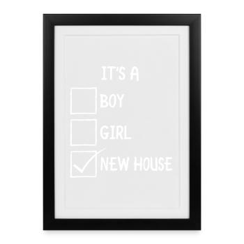 Mème de la case à cocher de la nouvelle maison - Affiche encadrée (27 × 37 cm) - noir - Devant