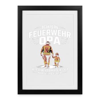 Feuerwehr Opa Cooler Feuerwehrmann - Gerahmtes Poster (27 × 37 cm) - Schwarz - Vorne