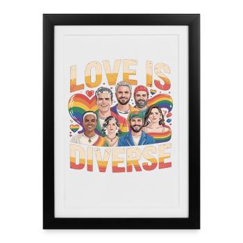Love Is Diverse Pride Rainbow - Framed poster (27 × 37 cm) - black - Front