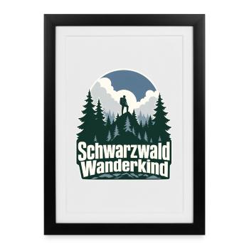 Schwarzwald Wanderkind Hiking Black Forest Nature - Gerahmtes Poster (27 × 37 cm) - Schwarz - Vorne