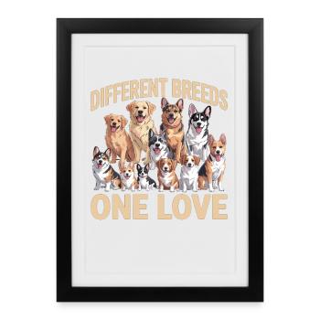 Différentes races de chiens Un amour des chiens - Affiche encadrée (27 × 37 cm) - noir - Devant