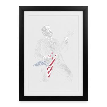 Benjamin Harrison Guitar Hero with Flag - Framed poster (27 × 37 cm) - black - Front