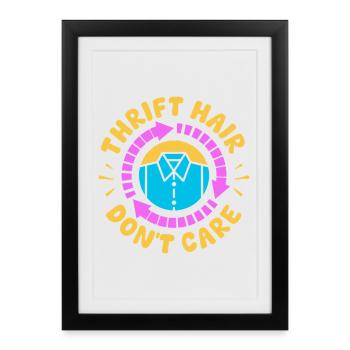 Magasin d’occasion friperie, friperie, ne se soucie pas du magasin d’occasion - Affiche encadrée (27 × 37 cm) - noir - Devant