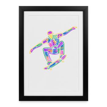 Skateboarder Skateboarder Kids Skateboard coloré - Affiche encadrée (27 × 37 cm) - noir - Devant