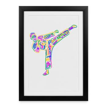 Taekwondo Arts martiaux Karaté Colorés pour enfants - Affiche encadrée (27 × 37 cm) - noir - Devant
