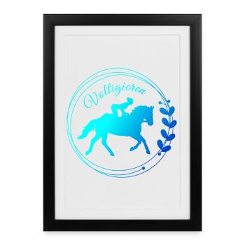 Voltigieren Bank: Volti Pferdesport Pflichtübung - Gerahmtes Poster (27 × 37 cm) - Schwarz - Vorne
