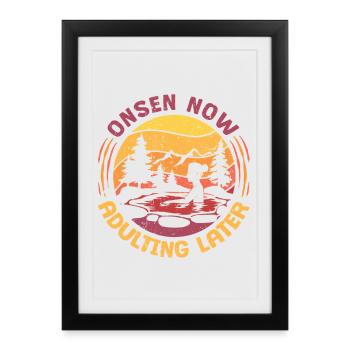 Bain des sources chaudes d’Onsen Maintenant adulte plus tard - Affiche encadrée (27 × 37 cm) - noir - Devant