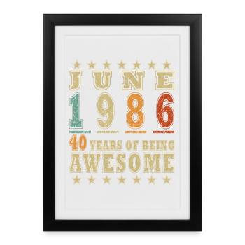 June 1986 Vintage Retro Birthday Gift - Framed poster (27 × 37 cm) - black - Front