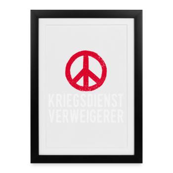 Kriegsdienst Verweigerer Peace Symbol - Gerahmtes Poster (27 × 37 cm) - Schwarz - Vorne