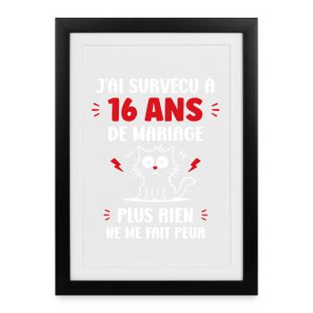16 ans de mariage - Affiche encadrée (27 × 37 cm) - noir - Devant