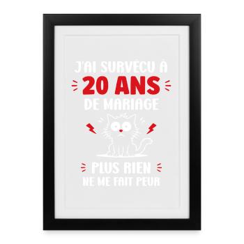20 ans de mariage - Affiche encadrée (27 × 37 cm) - noir - Devant