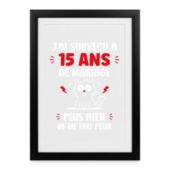15 ans de mariage - Affiche encadrée (27 × 37 cm) - noir - Devant