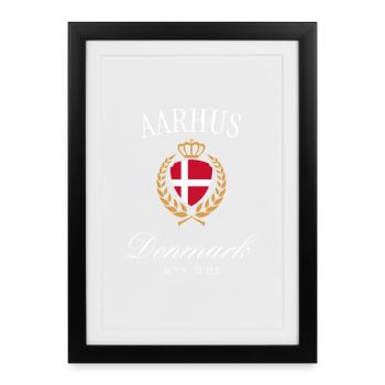 Couronne des armoiries Danemark d’Aarhus – Souvenir de voyage - Affiche encadrée (27 × 37 cm) - noir - Devant