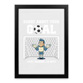 Gardien de but de foot drôle - Affiche encadrée (27 × 37 cm) - noir - Devant