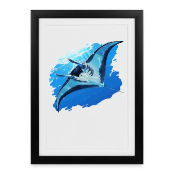 Raies Manta Raies - Affiche encadrée (27 × 37 cm) - noir - Devant