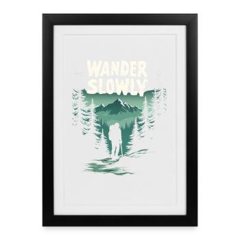 Errer lentement Marcher lentement Forêt - Affiche encadrée (27 × 37 cm) - noir - Devant