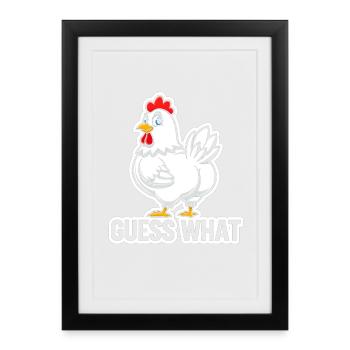 Guess What Chicken Cartoon Tee - Framed poster (27 × 37 cm) - black - Front