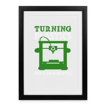 Turning Plastic Into Awesome 3D Printer - Framed poster (27 × 37 cm) - black - Front
